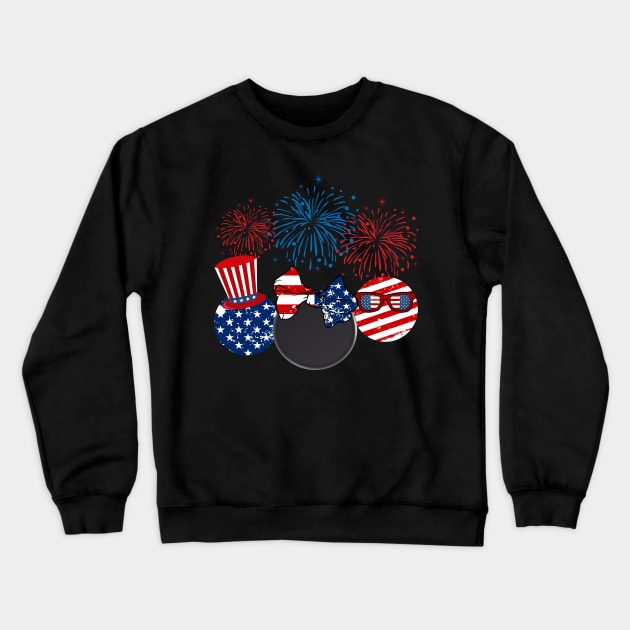 Hockey American Flag Fireworks Crewneck Sweatshirt by Flavie Kertzmann